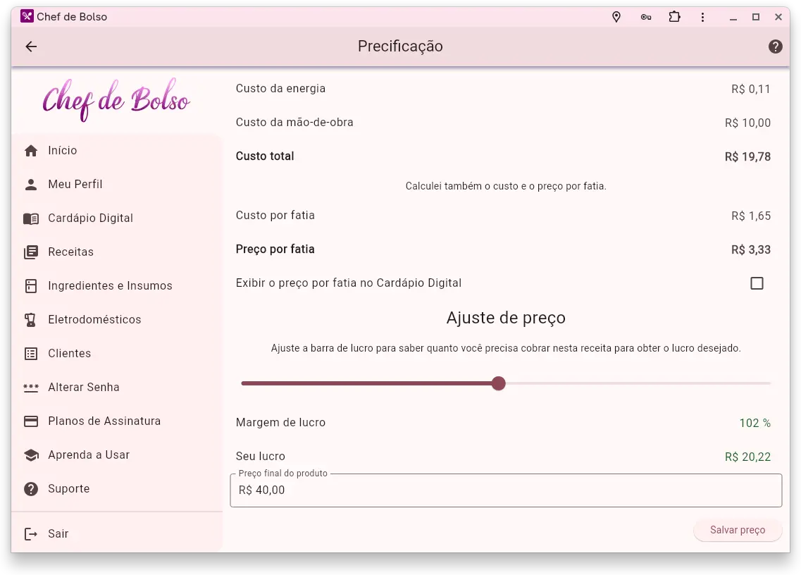 Precificação da receita